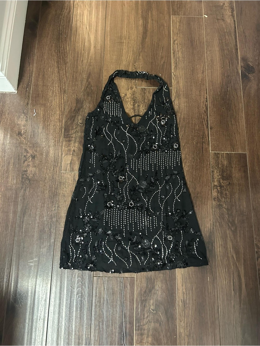 New with Tags! Thirty/Thirty Black Beaded Halter Mini Dress